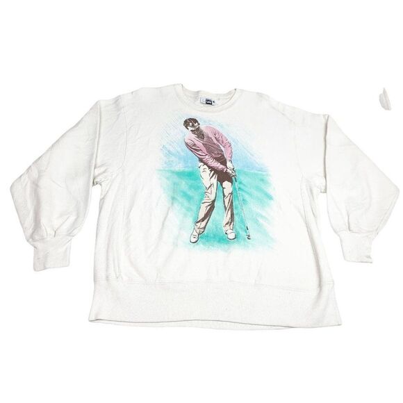 Vintage Lee Golf Sweatshirt 2XL Reverse Weave White - Picture 1 of 8